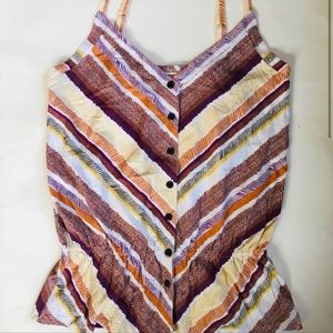 Banana Republic M stripe retro  peplum strap tank